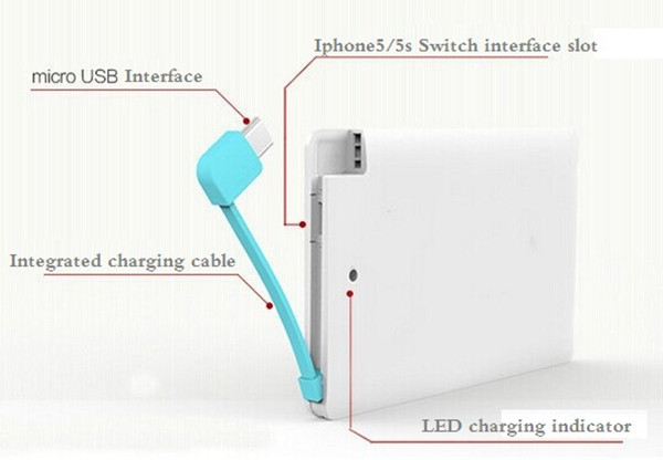 Credit Card Sized Power Bank 2200mAh External Battery Pack Charger