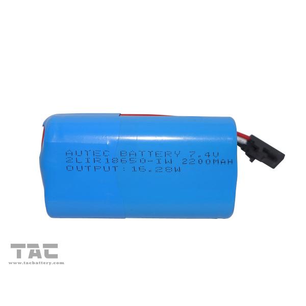 High Energy 7.4V Lithium Ion Cylindrica Battery LIR18650-2S 7.4V 2200mAh