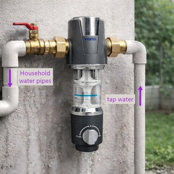 5T/H Whole House Stainless Steel Backwash Sediment Pre Filter With Flow And Pressure Monitor