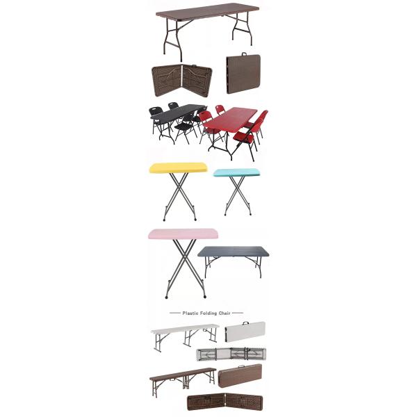 Plastic Folding Table Black 6ft Molded for Indoor Outdoor Banquet Picnic Iron Frame