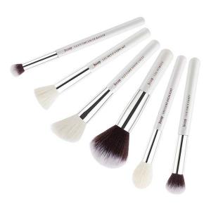 China Long Wearing 6pcs Makeup Brush Set White / Silver for Cheek Cream Blush on sale