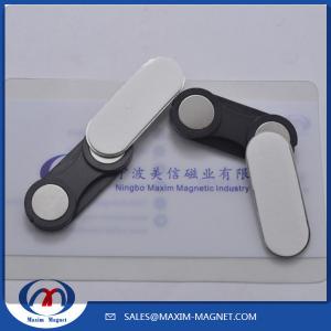 China racetrack shape Magnetic name badge with 2 disc magnets on sale