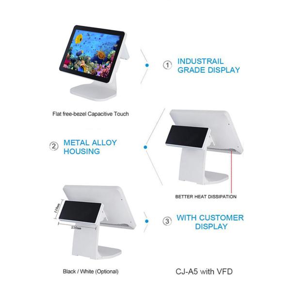 Supermarket Pos All In One System High Resolution 410 MM With VFD 2D Scanner