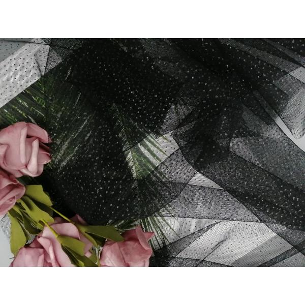 Party Black Dot Glitter Tulle Mesh Foil Printed Fabric