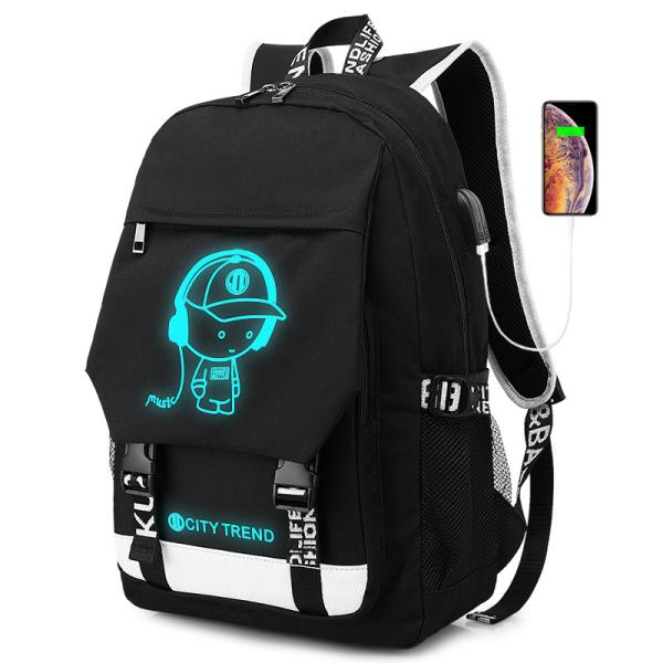 Wholesale custom fluorescent logo boys waterproof bookbag durable luminous