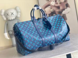 Quality Large Branded Mens Bag Keepall BANDOULIÈRE 50 Blue Boston Bags wholesale