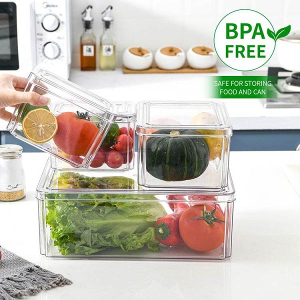 Kitchen Refrigerator Organizer Bins BPA Free Save Space Plastic