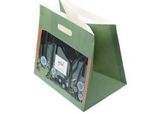 China Custom Printed Colored Paper Lunch Bags With Die Cutting Handles Factory on sale