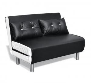 China Pu Leather Folding Chair Sofa Bed Black White With Metal Legs on sale