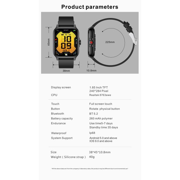Eraysun Classic Fashion QX15 Smartwatch Sport BT Call Voice Assistant Hi-Fi Music Body Temperature Touch Screen Smart Watches