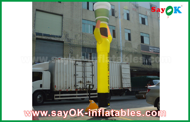 Inflatable Wacky Waving Tube Man Yellow Inflatable Air Dancer Cooker For Advertising , Inflatable Sky Dancer