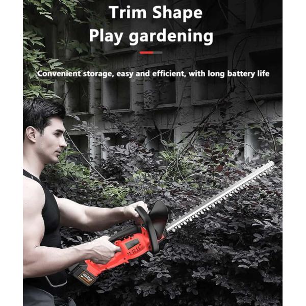 Cordless Hedge Trimmer Curving Steel Blade Reduced Vibration Battery and Charger Included