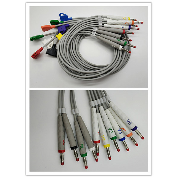 Compatible HP Banana EKG Cables 10 Lead 4.0 AHA Machine Electrocardiograph