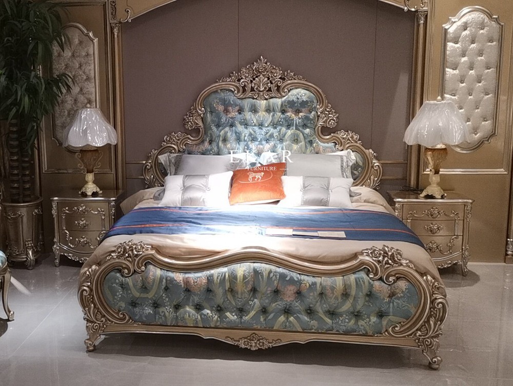 Carved King Size Royal Luxury Design Wooden Bed