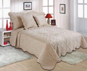 Quality Soft Velvet Reversible Ultrasonic Bedspread Hypoallergenic Floral Striped Pattern wholesale