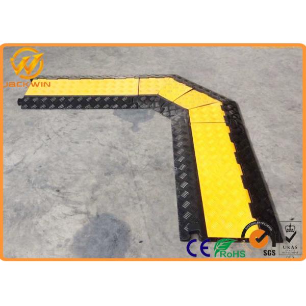 Strong Flexible One Meter Yellow Jacket 3 Channel Cable Protector , Rubber Cable Ramps