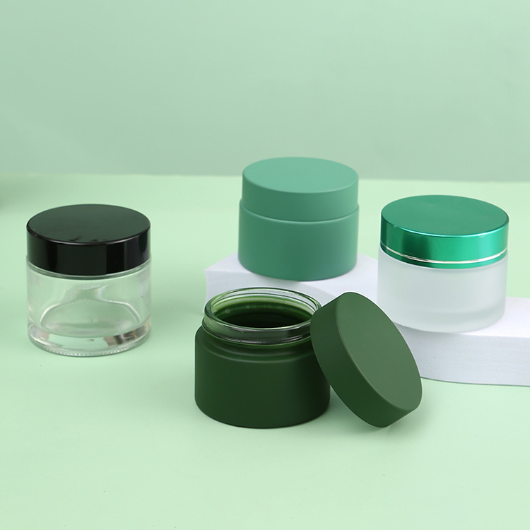 15g 30g 50g 100g Frosted Clear Glass Cream Jar with Gold Silver Screw Lid Customized Logo and Frosted Glass Base Material