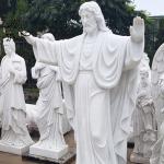 Custom Marble Jesus Statues White Hand Carving Religious Natural Stone