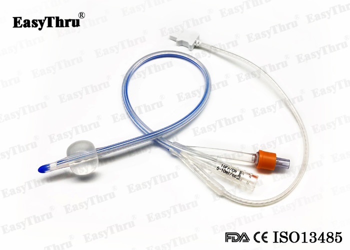 Hospital Practical Urine Silicone Catheter , Transparent Silicone 3 Way Catheter