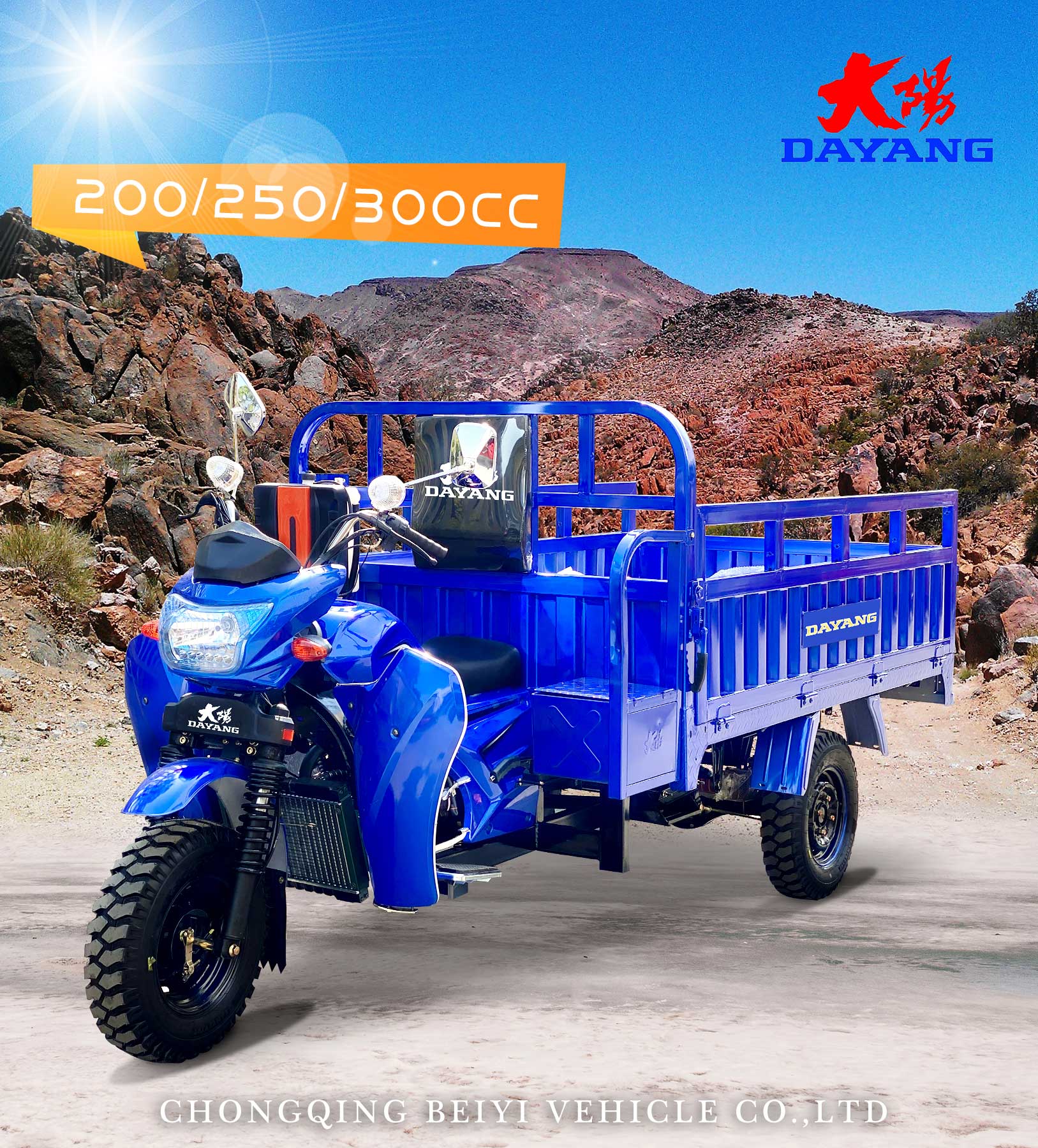 300cc Petrol Gasoline Motorized Cargo Tricycles 3wheels Motorcycle Customized 5.00-12
