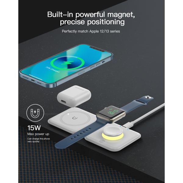 Private Mold Magnetic Wireless Mobile Phone Charger 15W With Night Light