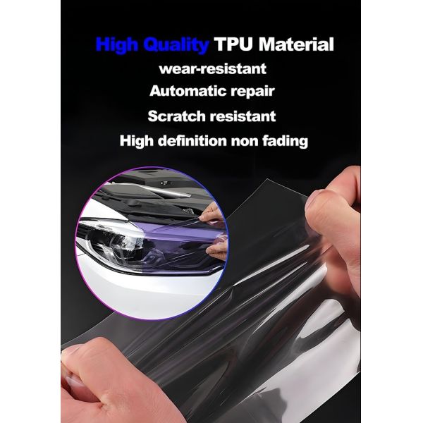 Self-Healing Anti-Scratch UV Resistant Dark Grey Headlight Protection Film TPU Headlight PPF Film for Cars