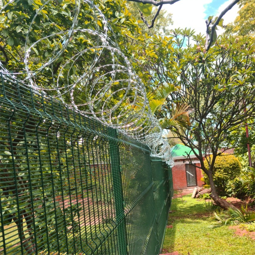 Rope Mesh Galvanized Steel Wire Anti Climb Razor Barbed Wire Concertina Double Strand