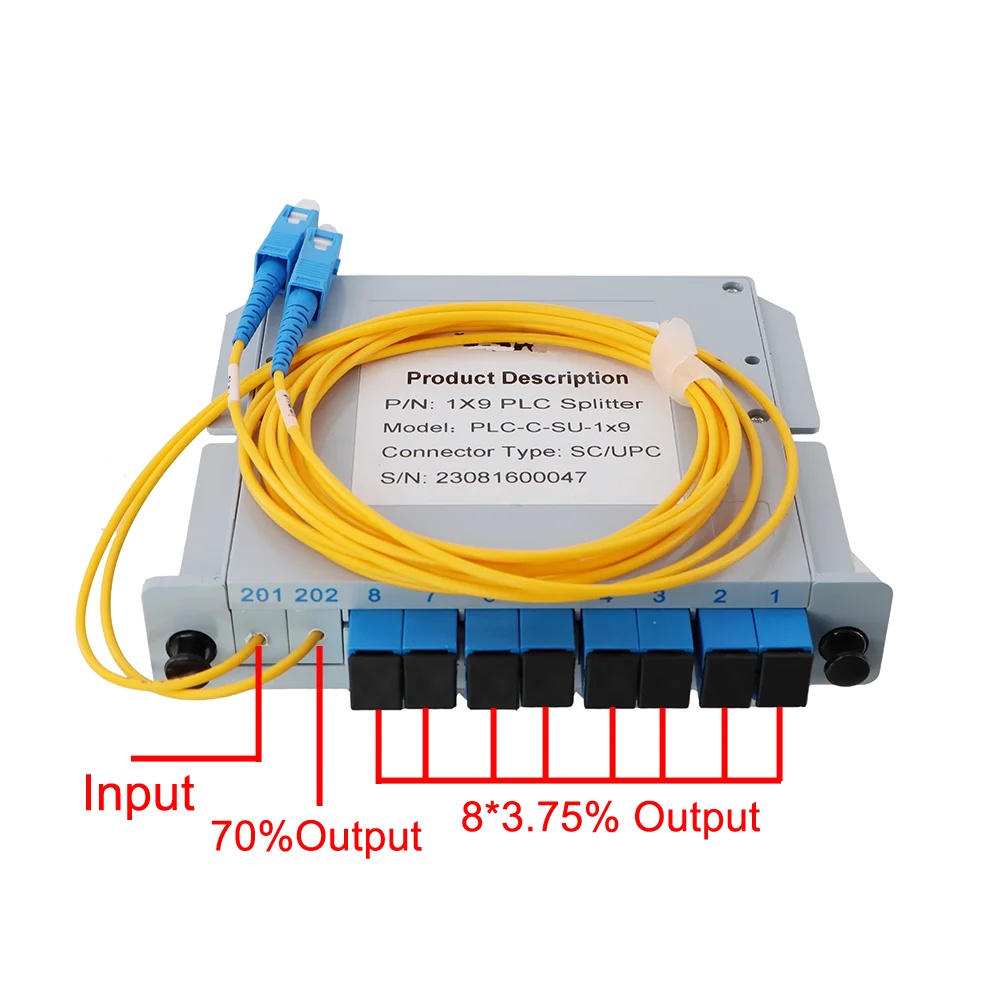 FTTH 1x2/1x4/1x8/1x16 SC APC/UPC SM G657a1 Fiber Optic PLC Splitter with PP Material LGX