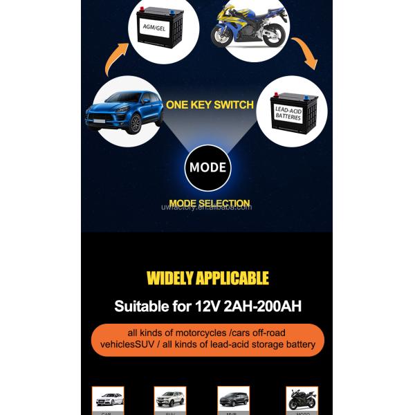 Electric Vehicle 12V 150Ah 12v15A 20A 30A Automatic 7Stage Car Battery Charger for Lead Acid Batteries