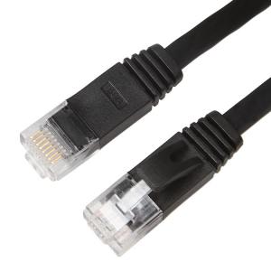 Quality Weatherproof Stable Flat Internet Network Cable , Computer Black Cat 6 Patch Cable wholesale