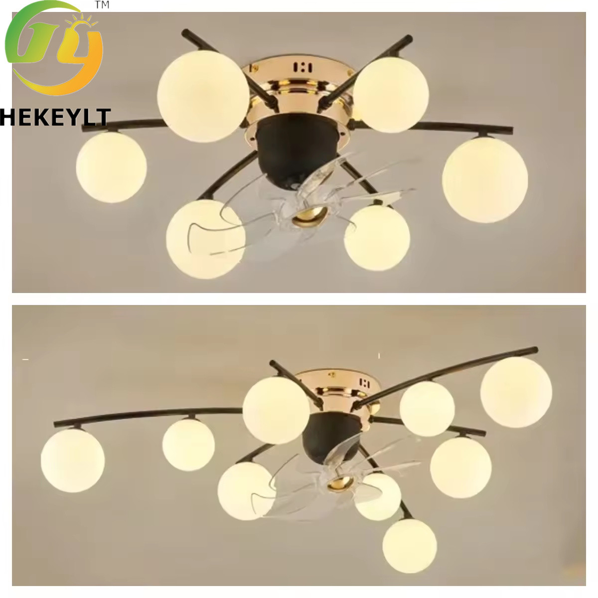Nordic Modern 6 Heads Shaking Head Ceiling Fan Lamp for Bedroom Lighting
