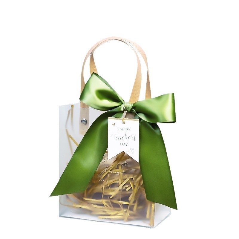 Custom Printed High-end Transparent Gift Packaging Bags Frosted Bag Birthday Gift Teacher's Day Gift