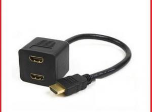 Quality 30CM HDMI Splitter Adapter 1 TO 2 PORT Gold Cable For DVD HD Projector Computer PC Multime wholesale