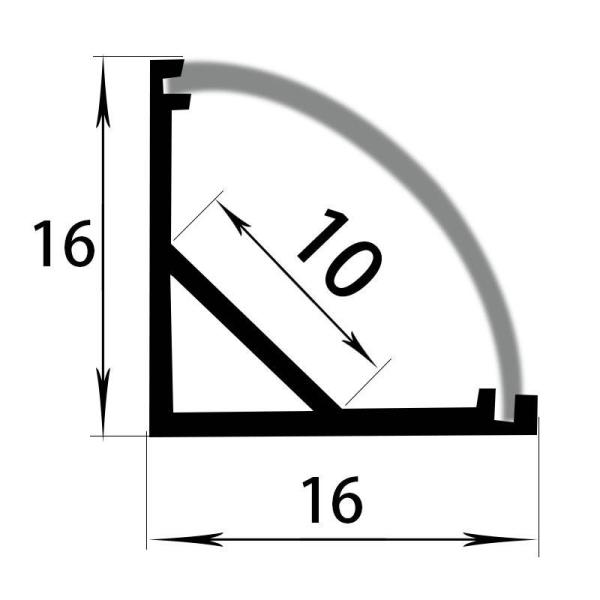 1616 IP20 LED Aluminium Profile 110lm V Shape Aluminum Channel Cabinet Light