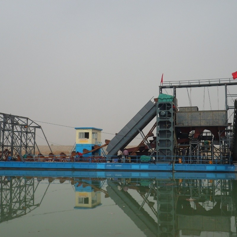 Quality Customized River Gold Chain Bucket Dredger With Agitation Chute wholesale