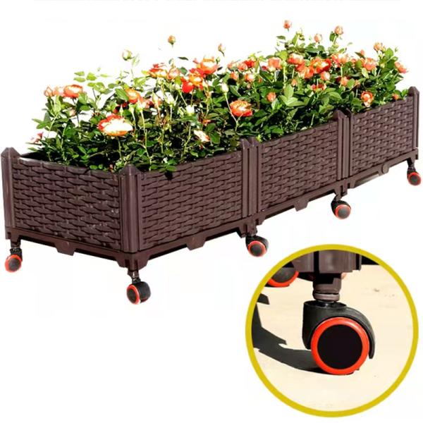 Customizable Plastic Vegetable Planter Boxes OEM Vegetable Garden Box On Wheels