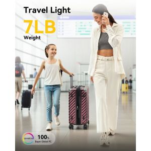 Carry On Luggage 22x14x9 Airline Approved - 35L Polycarbonate Expandable Hard