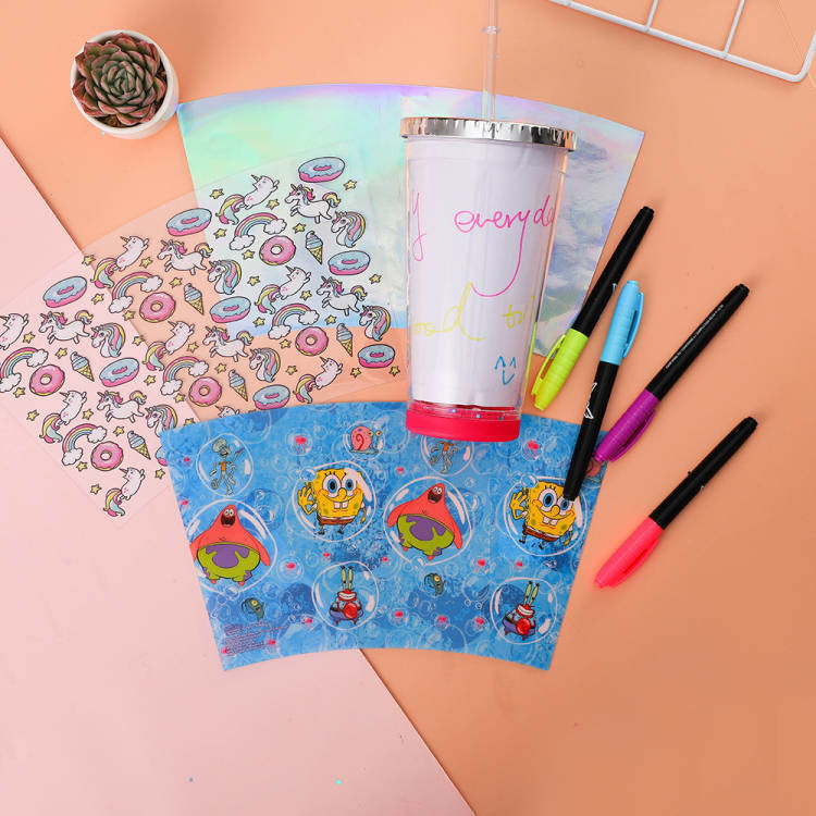 Anti-leak DIY Sticker Straw Cup Portable And Convenient Drinking Cup High Appearance Student Plastic Cup