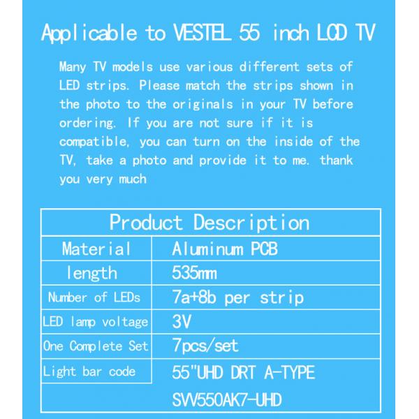 55 Vestel Backlight For SVV550AK7-UHD-7LED-A/ B55U6663DB 55U6763DB 55U5766DB LT-55C760