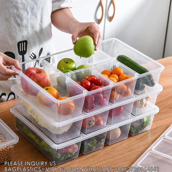 Veggie Tray With Lid 5 Compartment Food Container With Dividers Large Serving Tray Travel Snack Containers Stackable