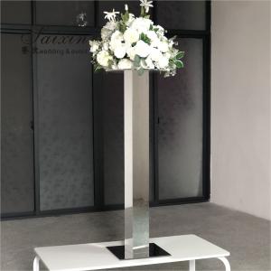 Quality ZT-564S Wholesale hot sale tall silver mirror pillar flower stands for wedding table decoration wholesale