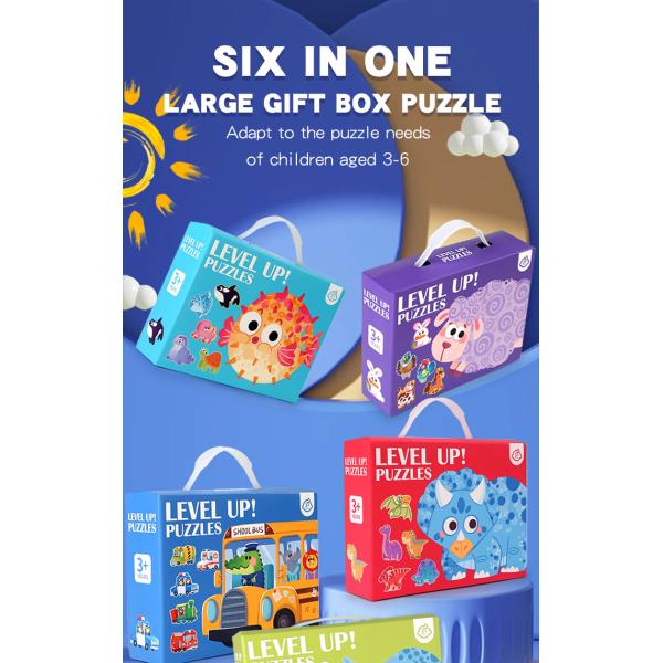 Children's Portable Gift Box Cartoon Animal Traffic Puzzle Early Education Educational Toy