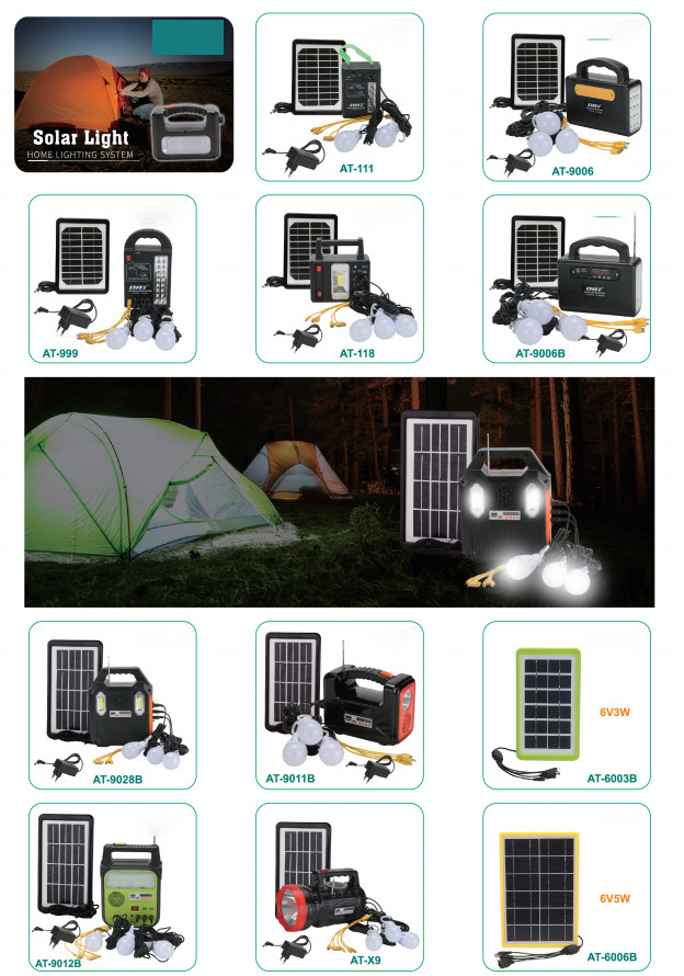 Customized 9v 3w Built In Bluetooth Home Indoor Mobile Charging Portable Solar Light Kit