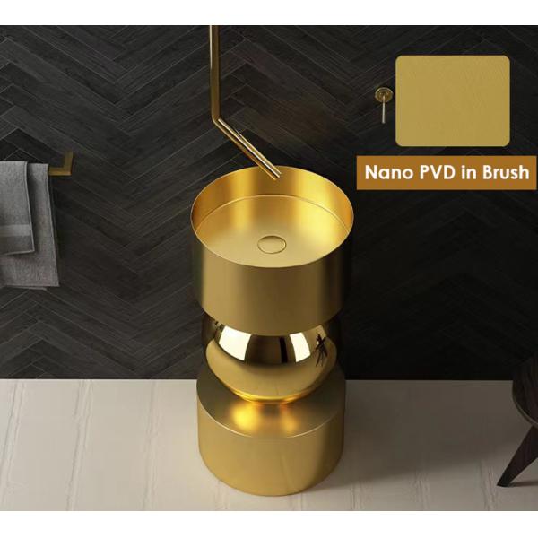 Cylindrical Bathroom Freestanding Basin Modern Style Brushed Gold Color