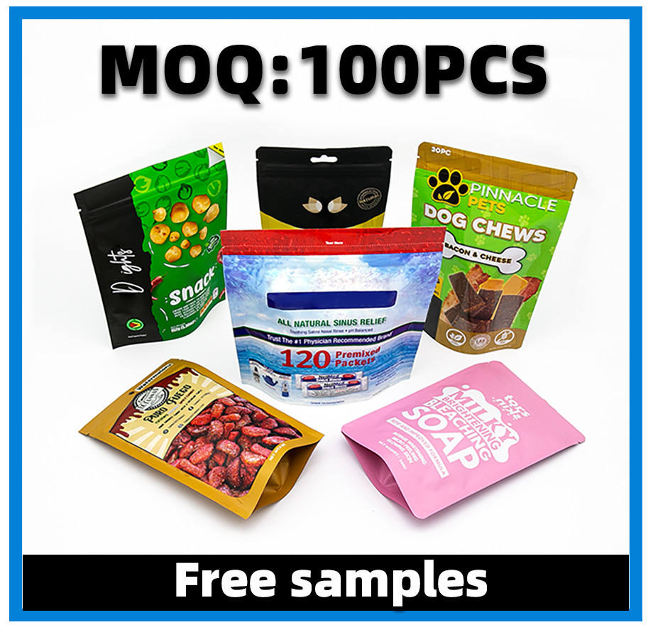 Plastic Stand Up Pouch Food Grade Zipper Snack Packaging Bag Doy Pack Poly Packaging Bags