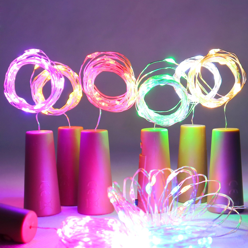 String Led Wine Bottle Light with Cork 20 LED Bottle Lights Battery Cork for Party Wedding Christmas Halloween Bar Decor