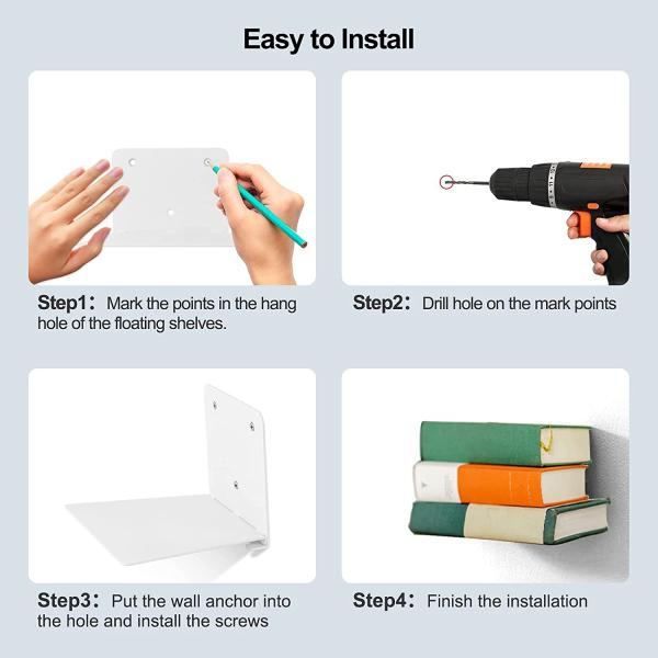 Triangle Bracket Book Organizer for Wall Mounting and Desk and Book Storage