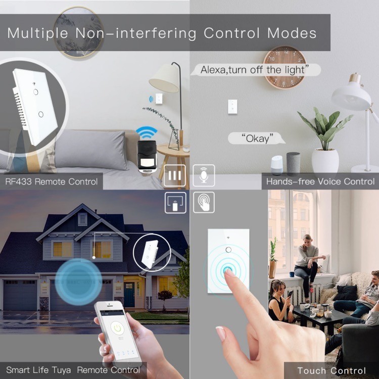 Touch Glass Panel General Type 1/2/3/4 Gang Wifi Light Switch Smart Home 10A 90-260V