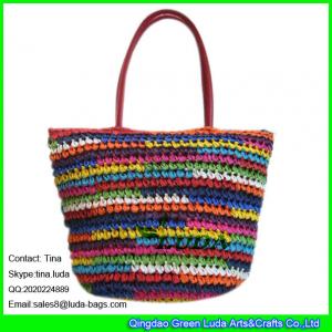 China LUDA 2016 spring summer straw beach bag crochet straw leather ladies handbag on sale