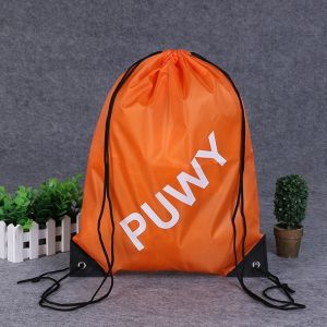 210D Polyester Bundle Pocket Reusable Grocery Tote Bags Nylon Drawstring